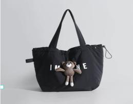 Bear Plush Shoulder Bag – Black