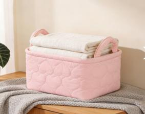 Candy Color Heart Desktop Storage Square Box - Pink