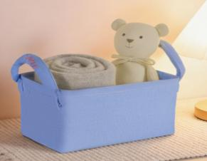 Embroidered Composite Square Box with Chunky Handle – Blue