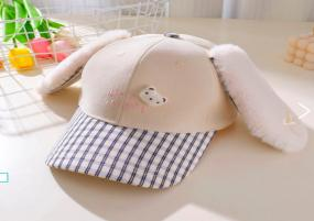 Long Ears Color-Block Plaid Adult Baseball Cap - Beige